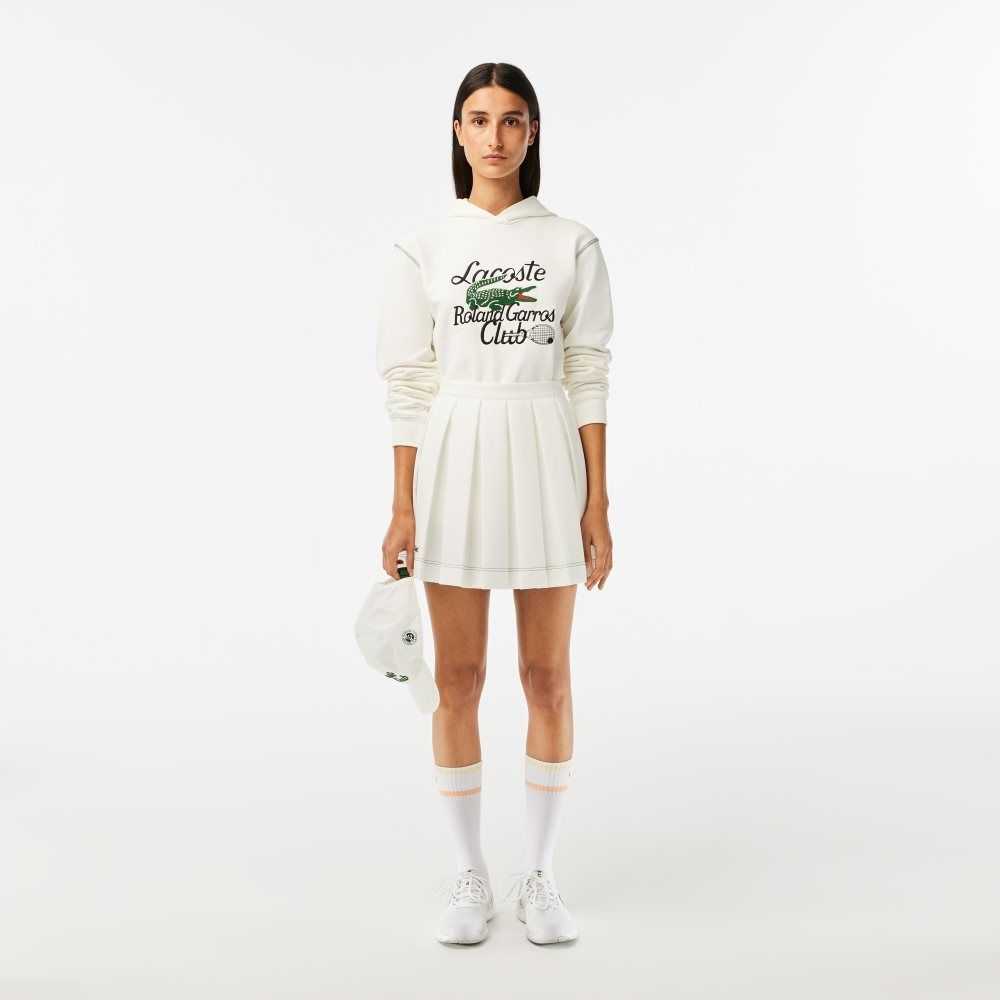 White Lacoste SPORT Roland Garros Edition Hoodie | GJRDSL-570