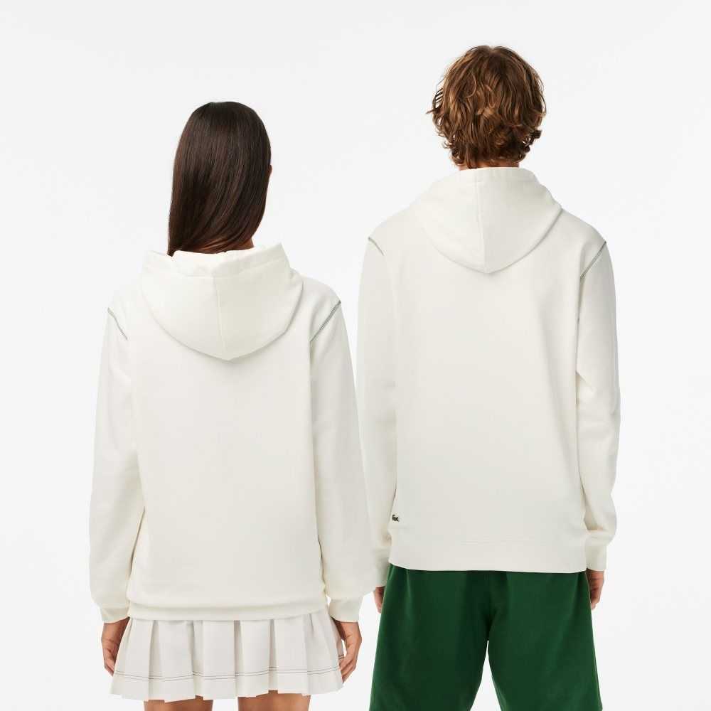 White Lacoste SPORT Roland Garros Edition Hoodie | GJRDSL-570