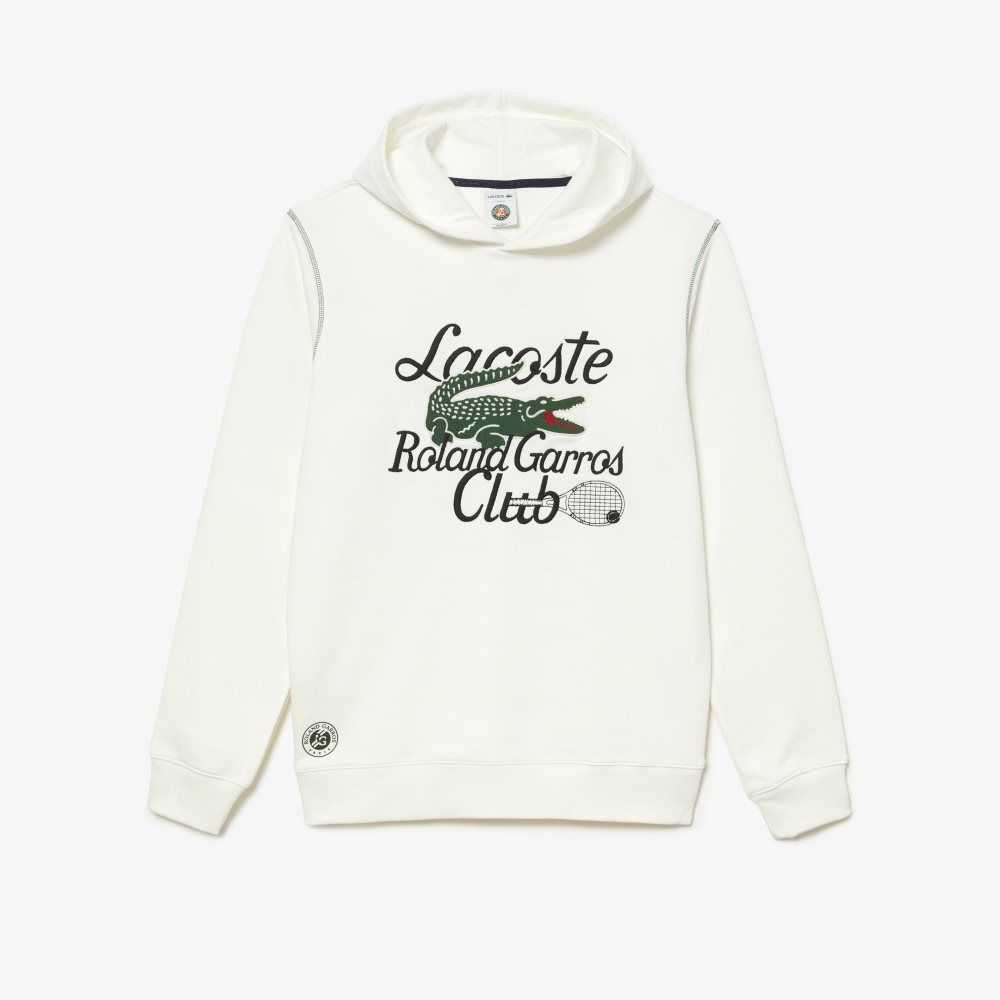 White Lacoste SPORT Roland Garros Edition Hoodie | GJRDSL-570