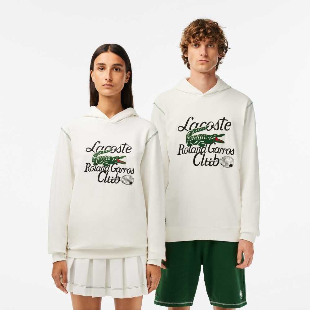 White Lacoste SPORT Roland Garros Edition Hoodie | GJRDSL-570