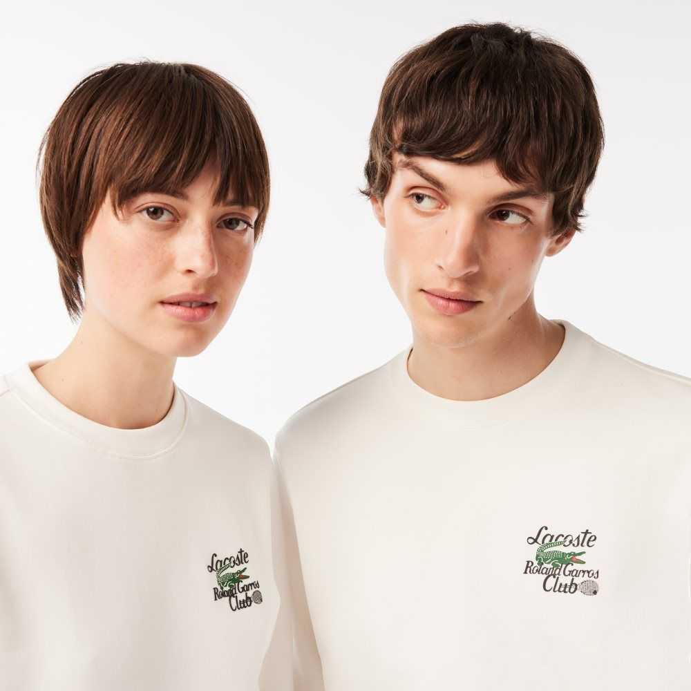 White Lacoste SPORT Roland Garros Edition Organic Cotton Sweatshirt | YOLMZC-218