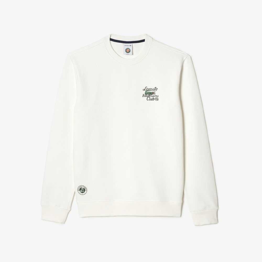 White Lacoste SPORT Roland Garros Edition Organic Cotton Sweatshirt | YOLMZC-218