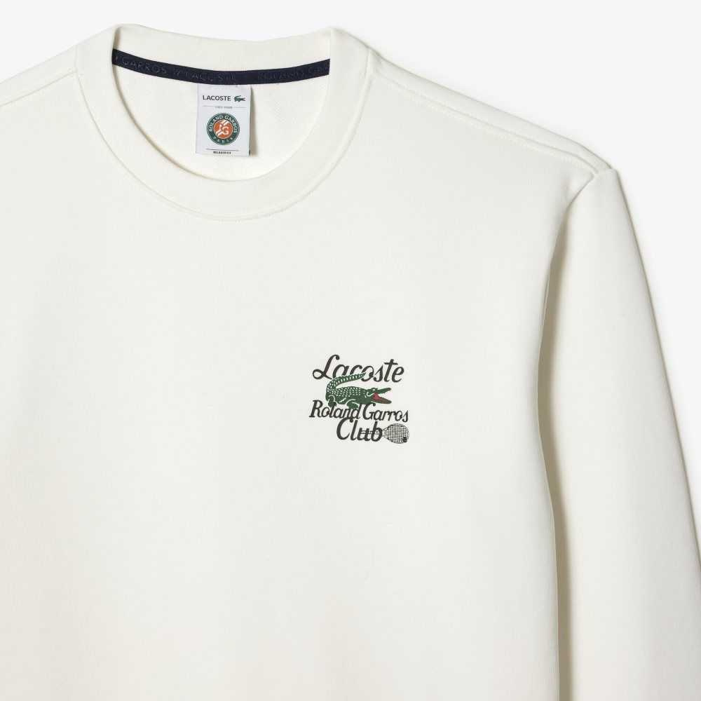 White Lacoste SPORT Roland Garros Edition Organic Cotton Sweatshirt | YOLMZC-218