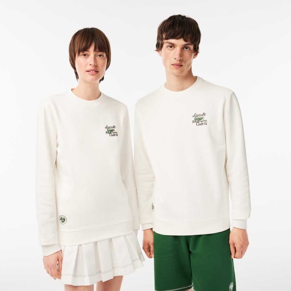 White Lacoste SPORT Roland Garros Edition Organic Cotton Sweatshirt | YOLMZC-218