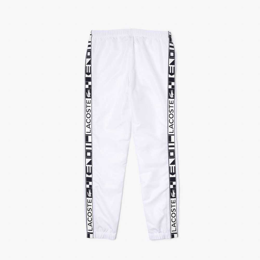 White Lacoste SPORT Side Prints Tennis Trackpants | SQNAHP-365