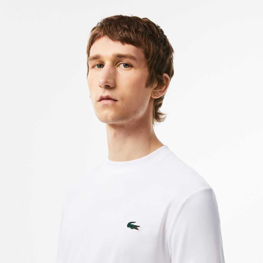 White Lacoste SPORT Slim Fit Stretch Jersey T-Shirt | NABCZG-682