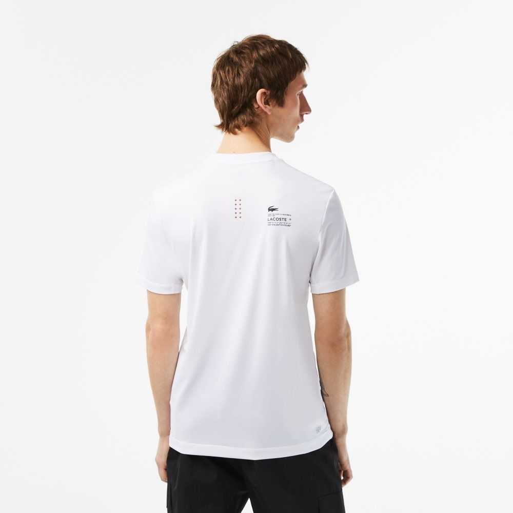 White Lacoste SPORT Slim Fit Stretch Jersey T-Shirt | NABCZG-682