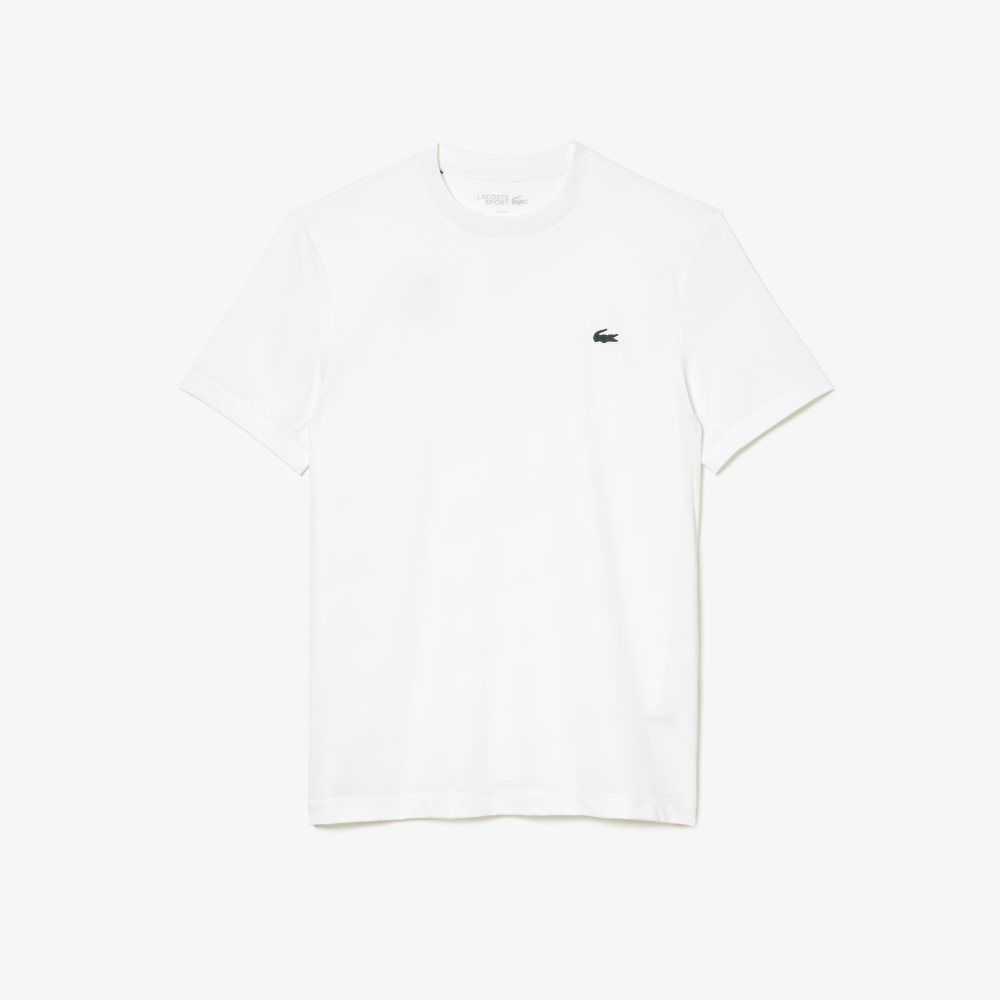 White Lacoste SPORT Slim Fit Stretch Jersey T-Shirt | NABCZG-682