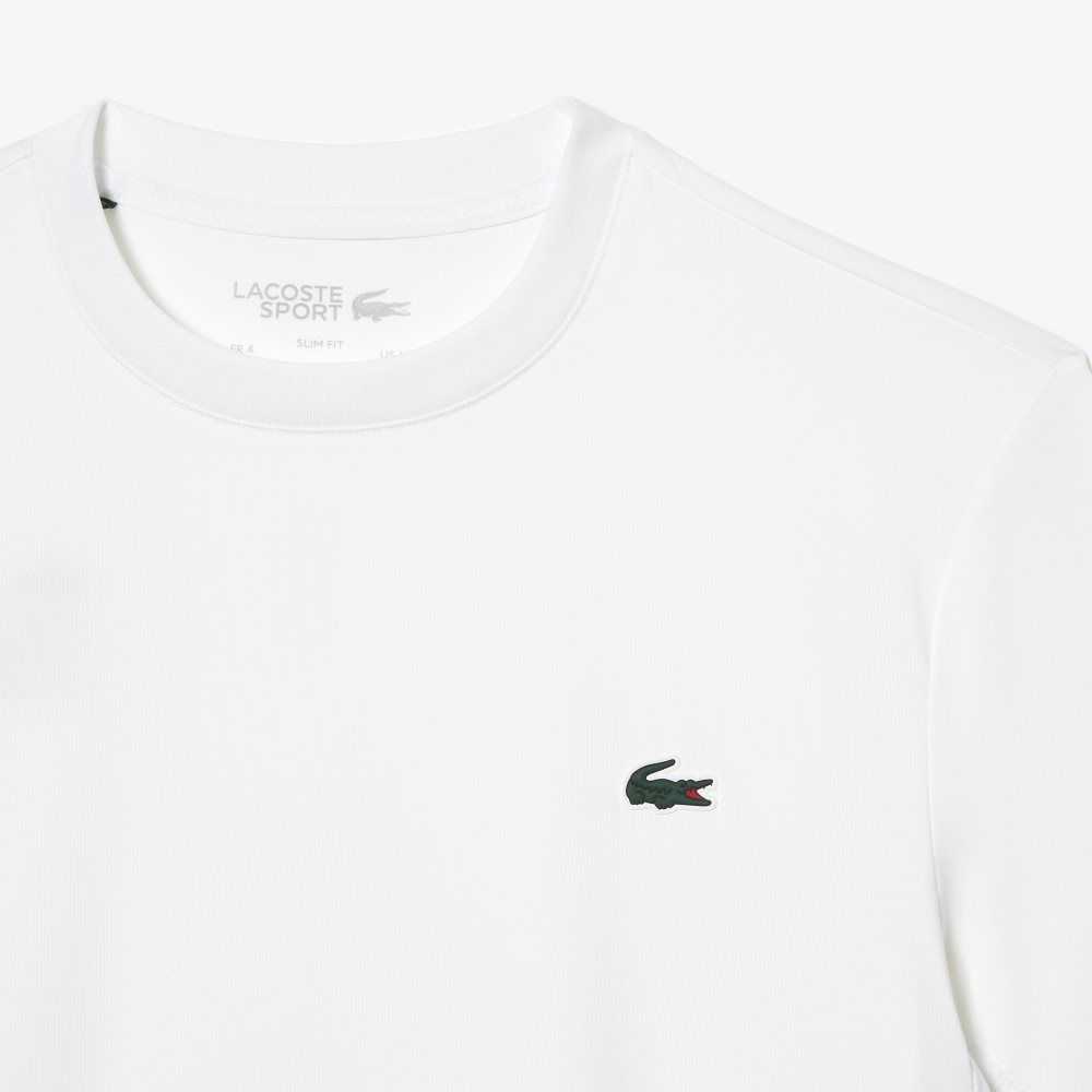 White Lacoste SPORT Slim Fit Stretch Jersey T-Shirt | NABCZG-682