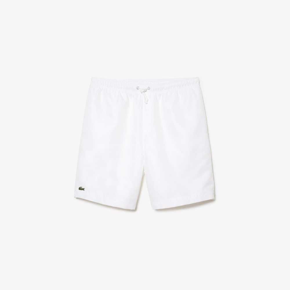 White Lacoste SPORT Tennis Solid Diamond Weave Shorts | UMAHLI-084