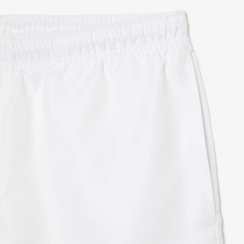 White Lacoste SPORT Tennis Solid Diamond Weave Shorts | UMAHLI-084