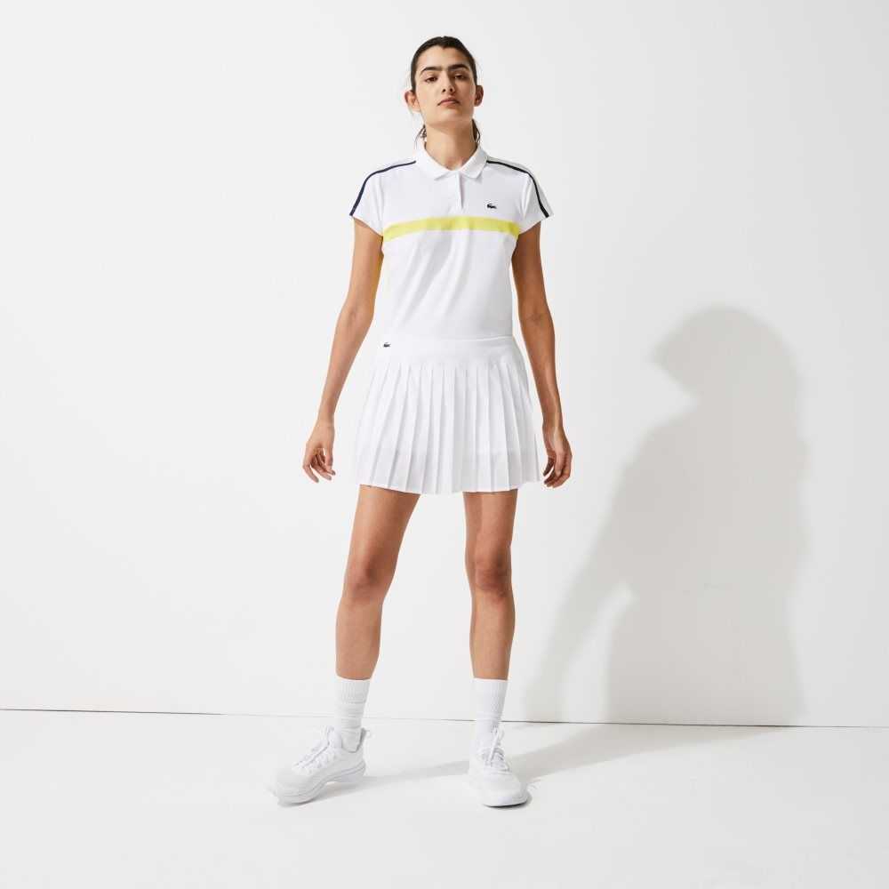 White Lacoste SPORT Tennis Technical Mesh Pleated Skirt | KJUDCX-740