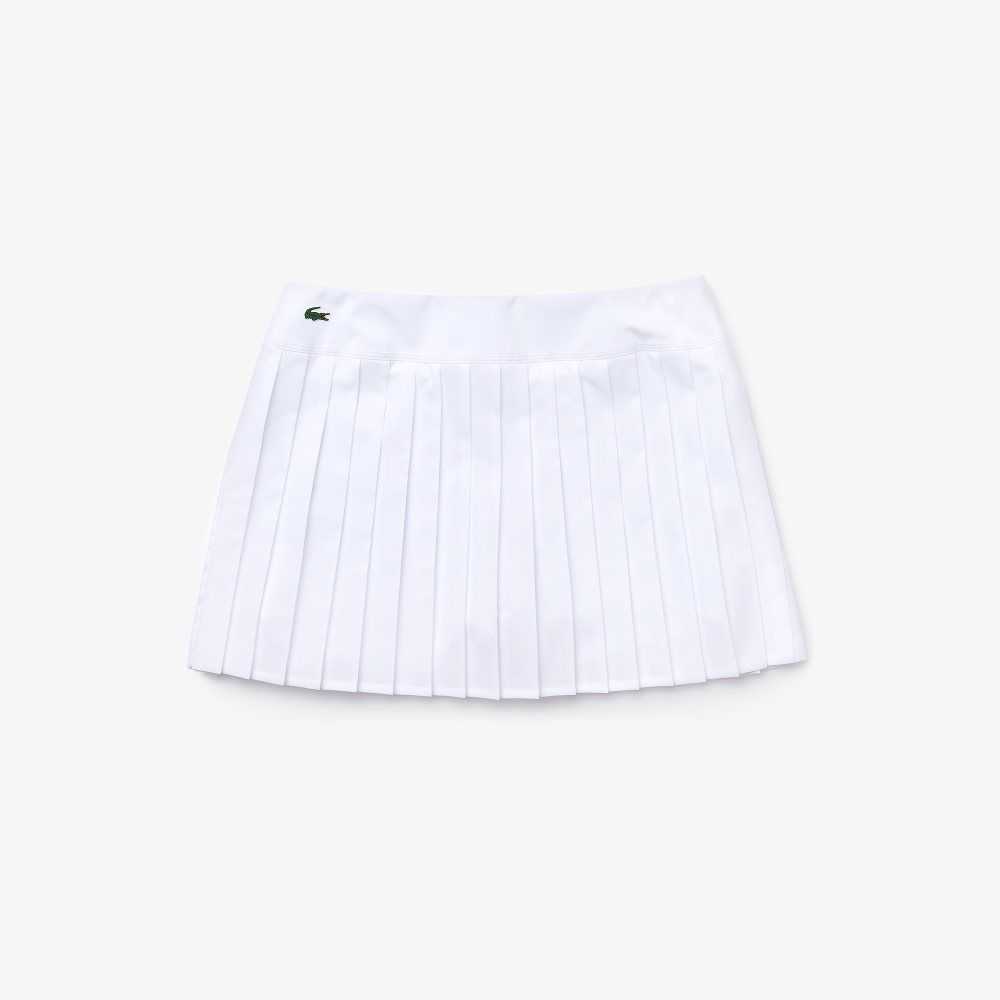 White Lacoste SPORT Tennis Technical Mesh Pleated Skirt | KJUDCX-740