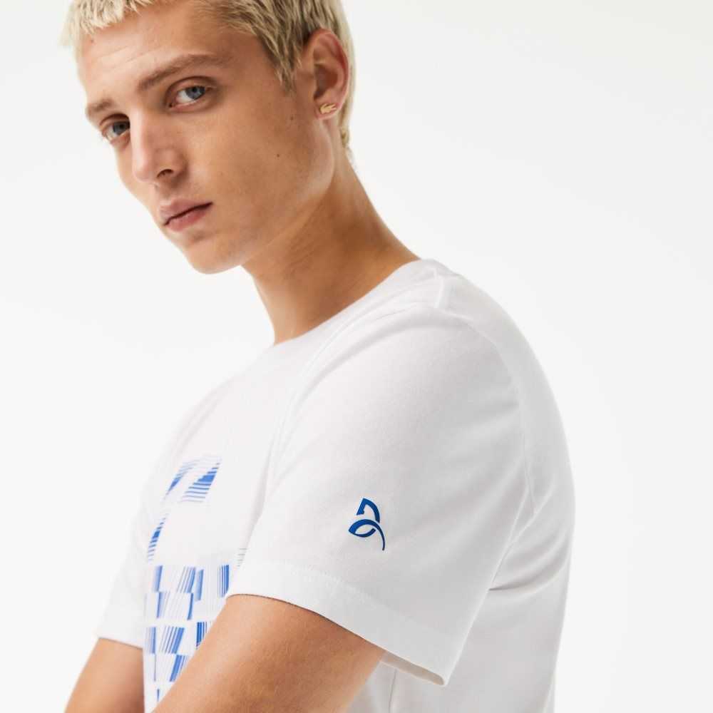 White Lacoste SPORT x Novak Djokovic Printed T-Shirt | VSQAXL-364