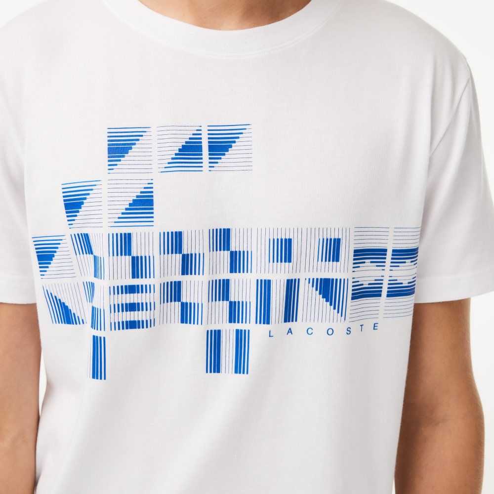 White Lacoste SPORT x Novak Djokovic Printed T-Shirt | VSQAXL-364