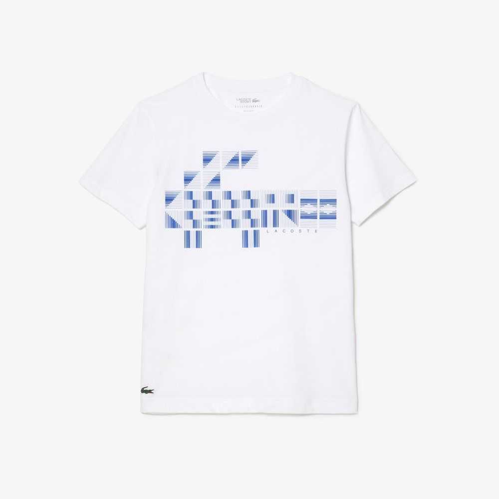 White Lacoste SPORT x Novak Djokovic Printed T-Shirt | VSQAXL-364