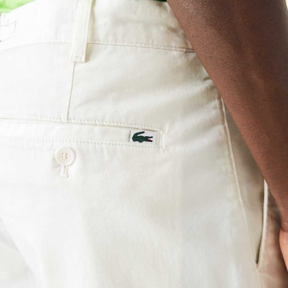 White Lacoste Slim Fit Stretch Cotton Bermuda Shorts | JRBUNY-746