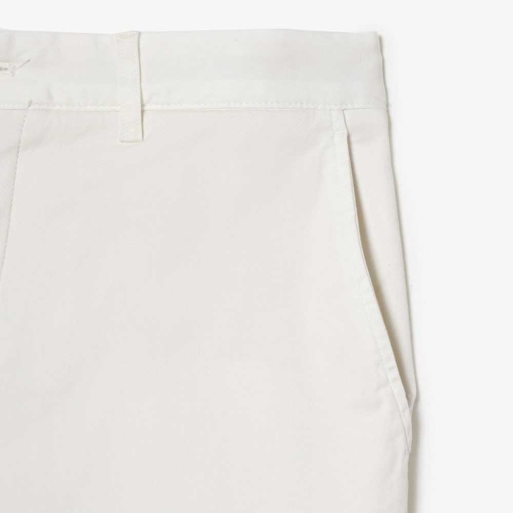 White Lacoste Slim Fit Stretch Cotton Bermuda Shorts | JRBUNY-746