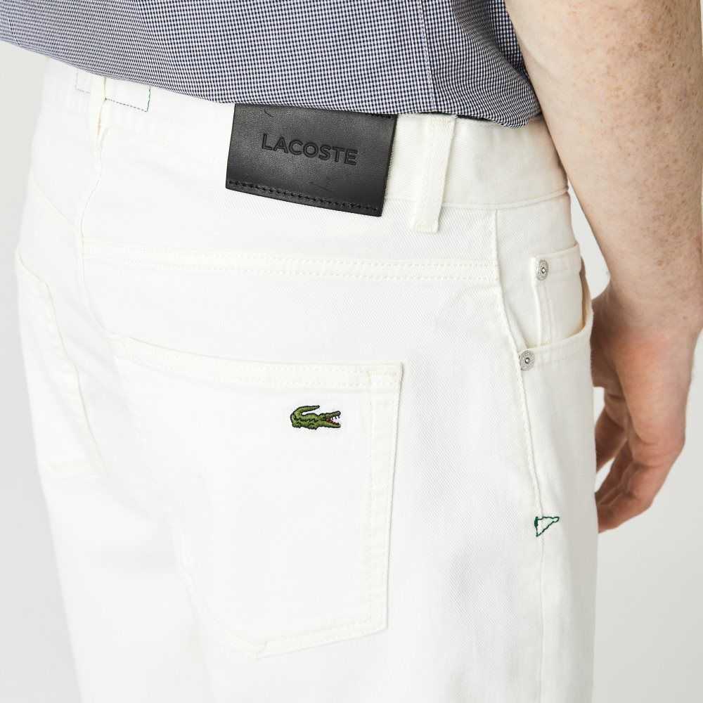 White Lacoste Slim Fit Stretch Cotton Denim Bermuda Shorts | OFBRDW-165