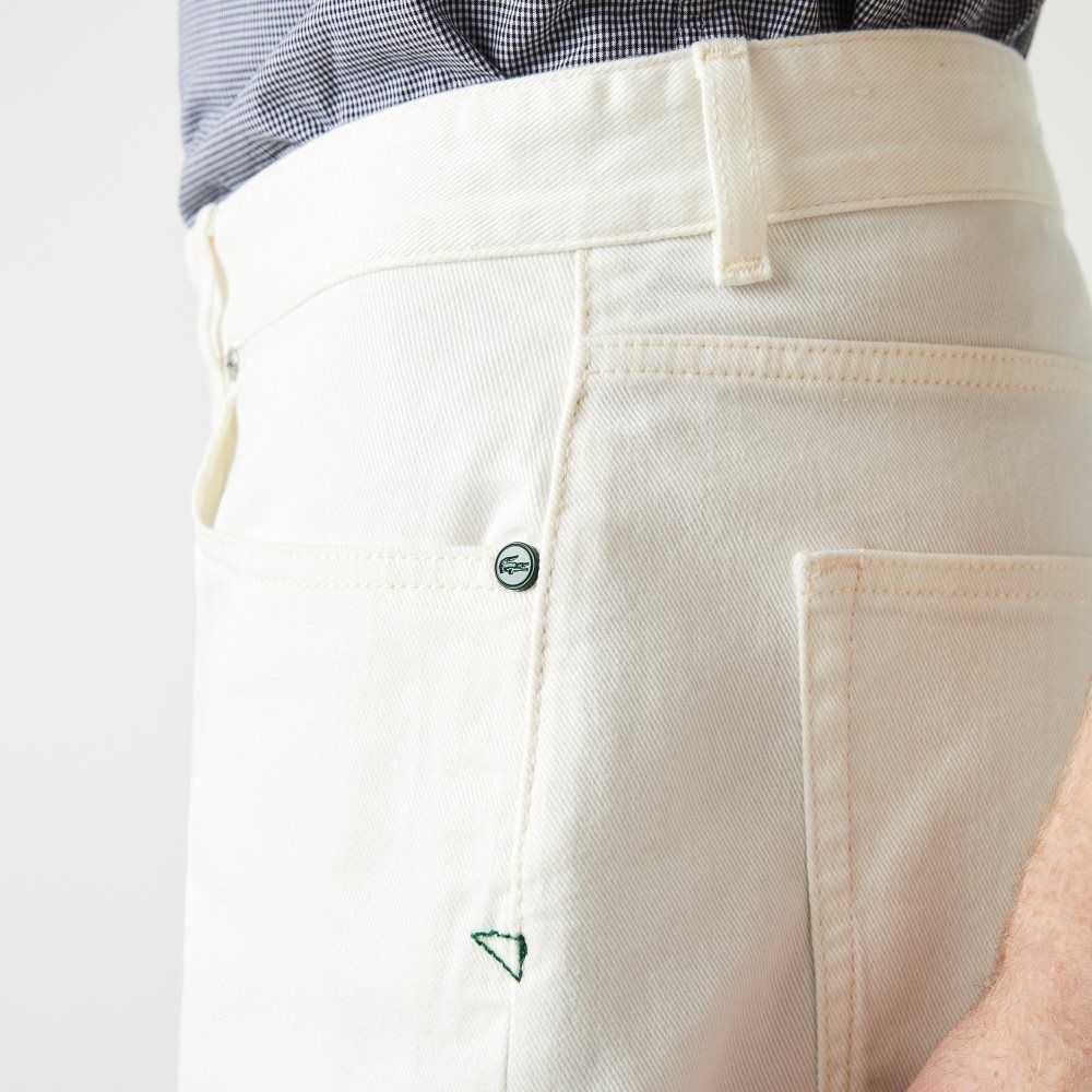 White Lacoste Slim Fit Stretch Cotton Denim Bermuda Shorts | OFBRDW-165