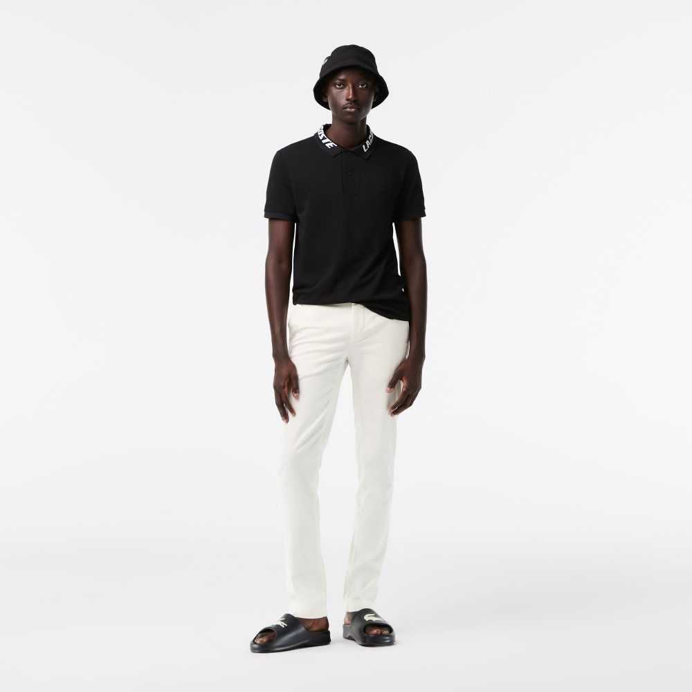 White Lacoste Slim Fit Stretch Cotton Pants | MFJLVG-875