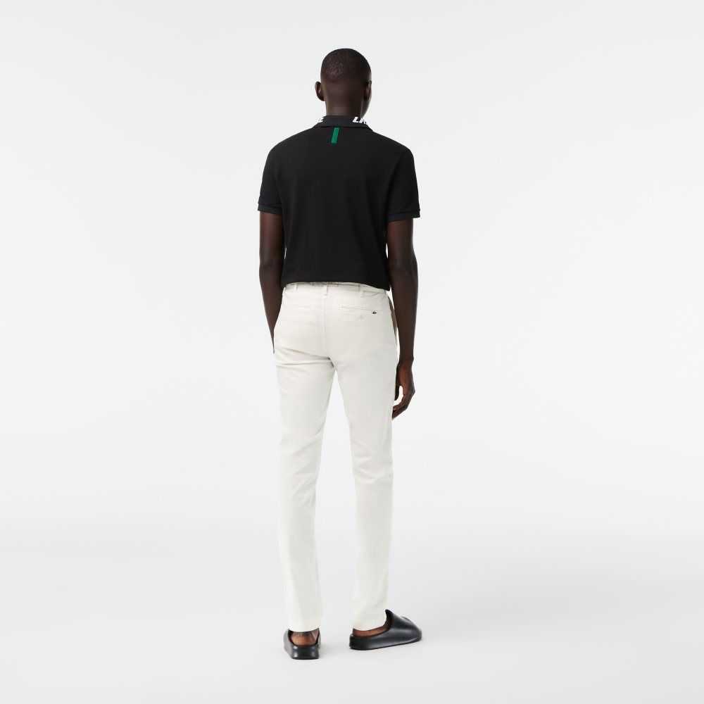 White Lacoste Slim Fit Stretch Cotton Pants | MFJLVG-875