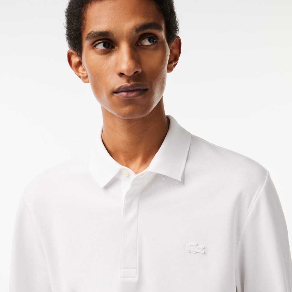 White Lacoste Smart Paris long sleeve stretch cotton Polo | BUILZS-573