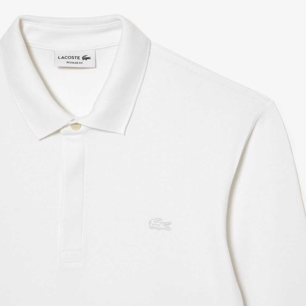 White Lacoste Smart Paris long sleeve stretch cotton Polo | BUILZS-573