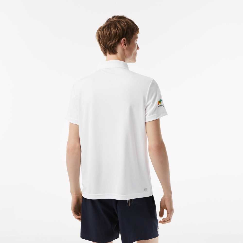 White Lacoste Sport Miami Open Edition Pique Polo | NFTZVR-417