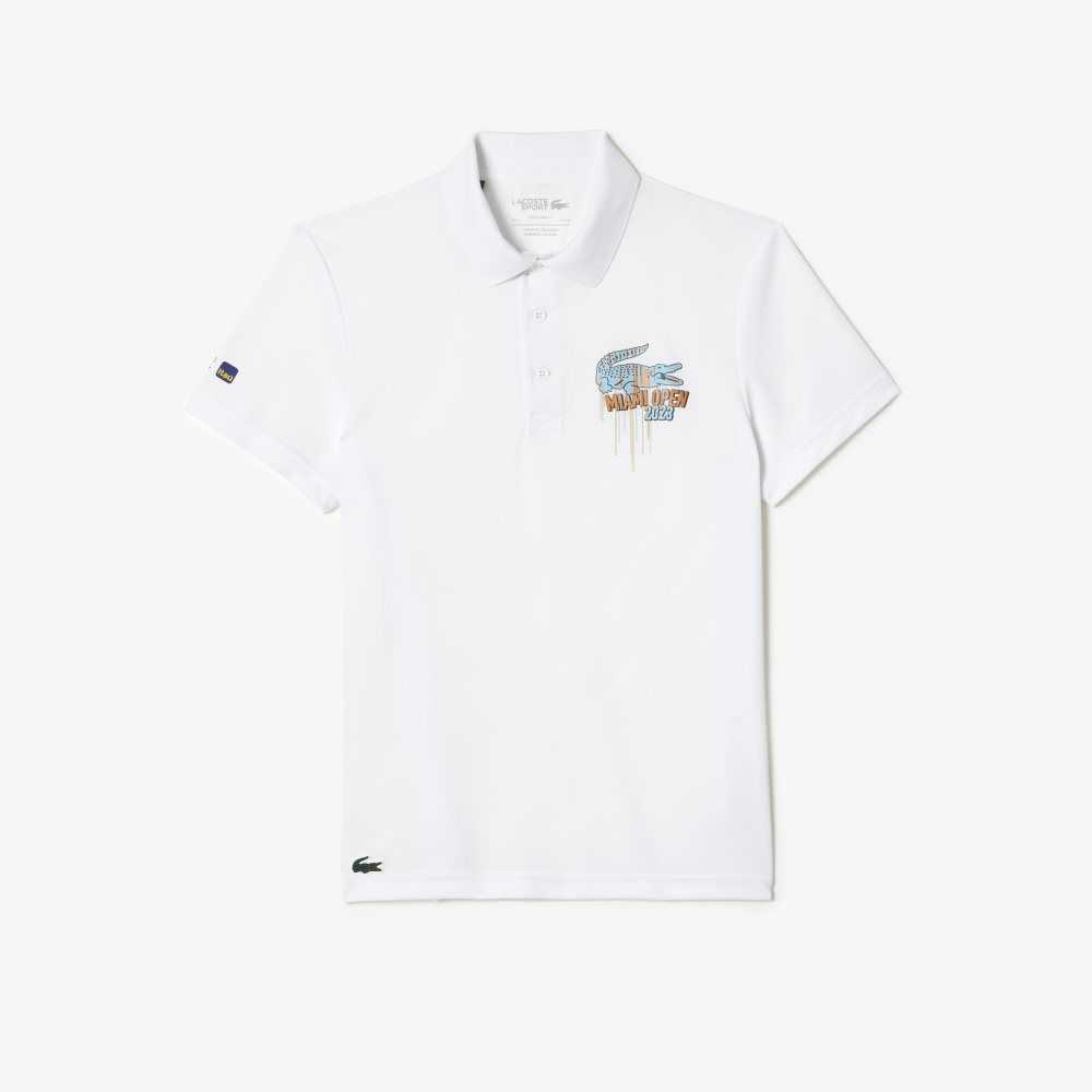 White Lacoste Sport Miami Open Edition Pique Polo | NFTZVR-417