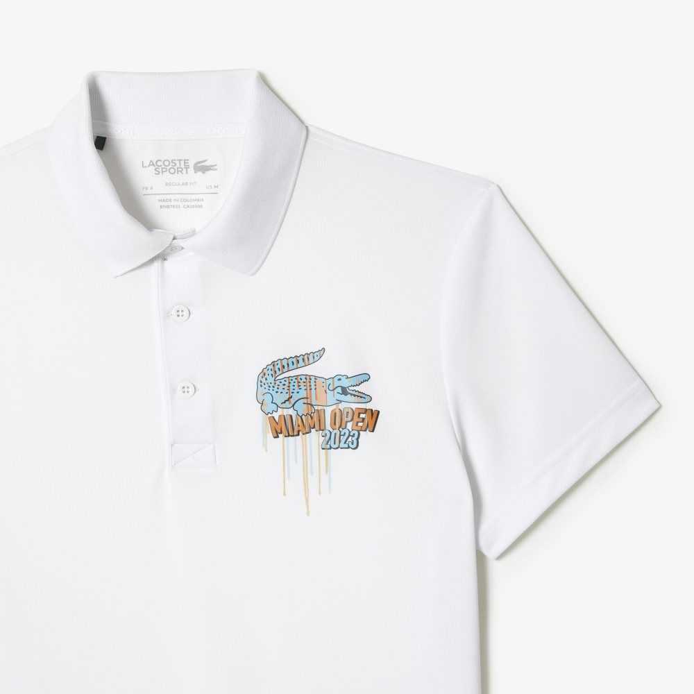 White Lacoste Sport Miami Open Edition Pique Polo | NFTZVR-417