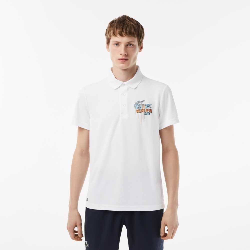 White Lacoste Sport Miami Open Edition Pique Polo | NFTZVR-417