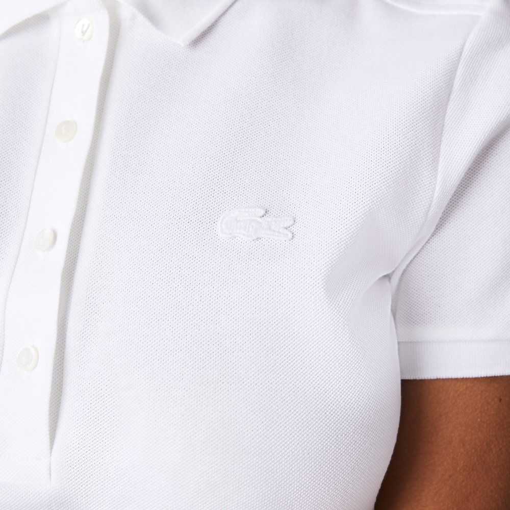 White Lacoste Stretch Cotton Pique Polo Dress | NUMEXQ-450