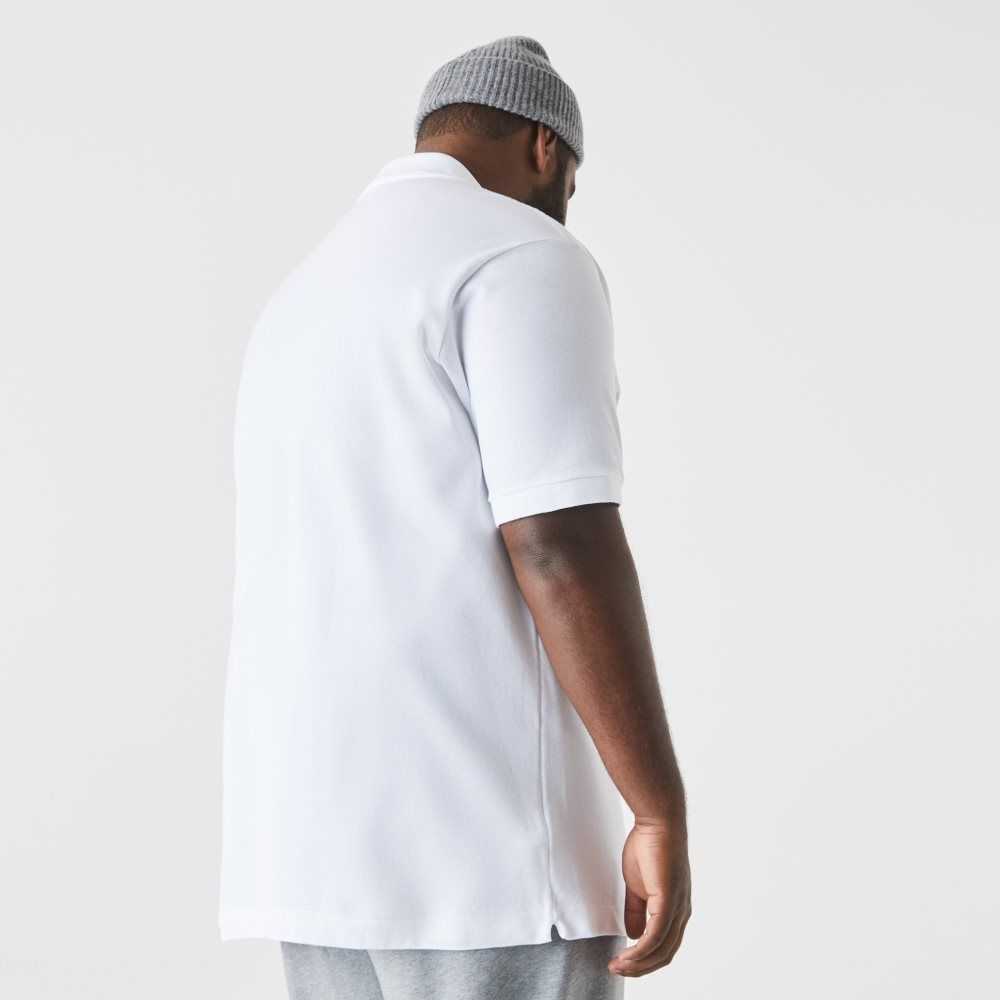 White Lacoste Tall Fit Cotton Petit Pique Polo | UHXZWF-430