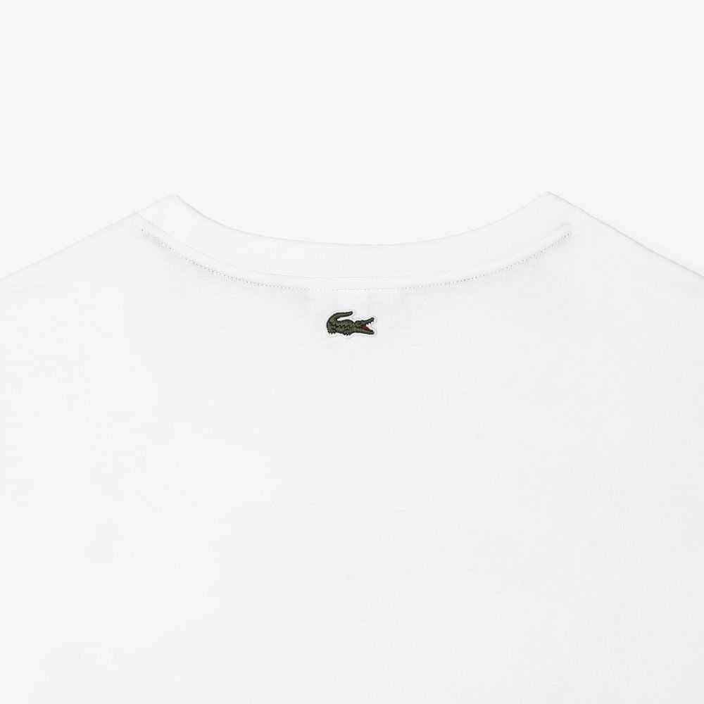 White Lacoste Tall Fit Cotton T-Shirt | KFSYVJ-043