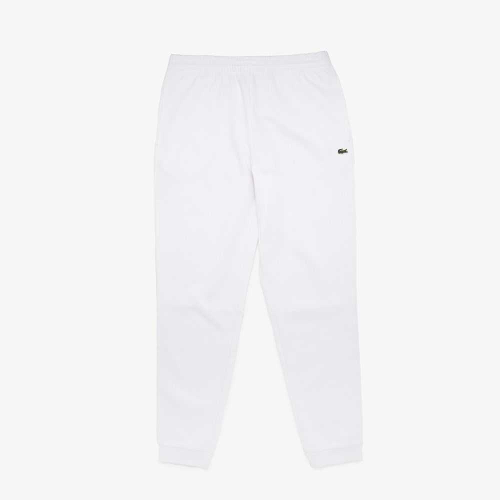 White Lacoste Tapered Fit Fleece Trackpants | MCJAEV-602