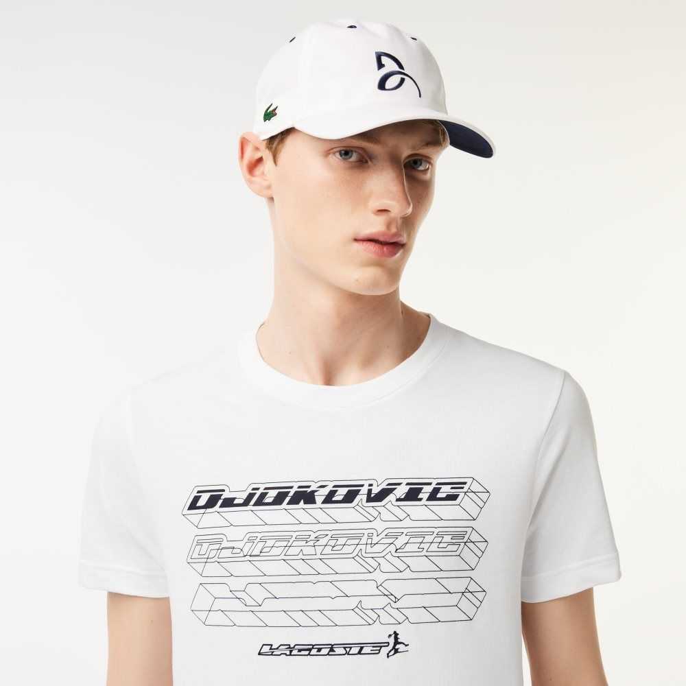 White Lacoste Tennis x Novak Djokovic Regular Fit T-shirt and Cap Pack | NKTPCO-937