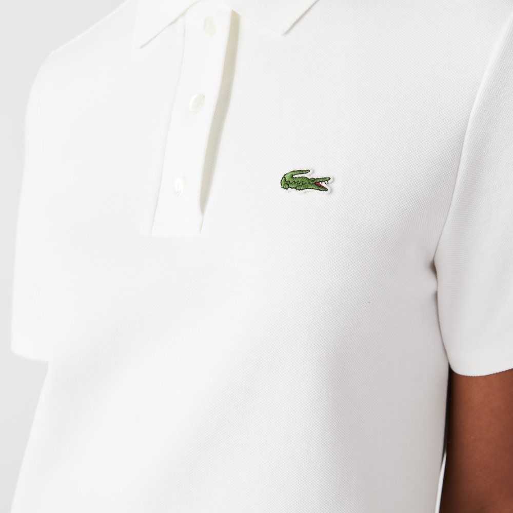 White Lacoste Trumpet Sleeve Pique Polo Dress | TPCNYD-793