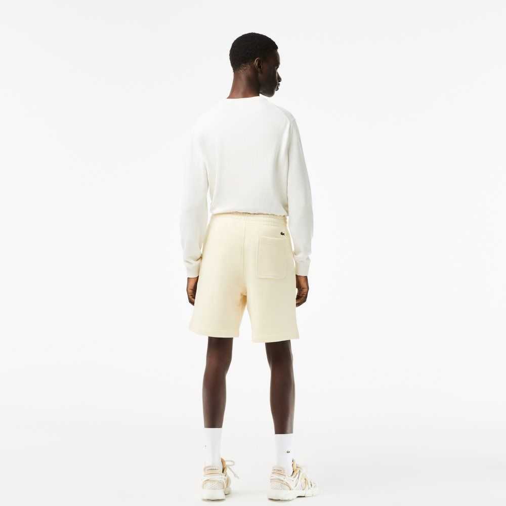 White Lacoste Unbrushed Organic Cotton Fleece Shorts | JGNDIA-938