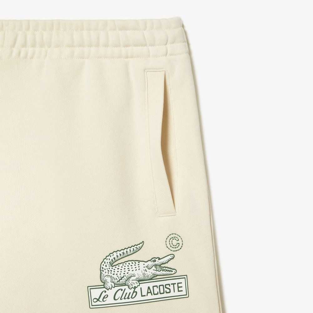 White Lacoste Unbrushed Organic Cotton Fleece Shorts | JGNDIA-938