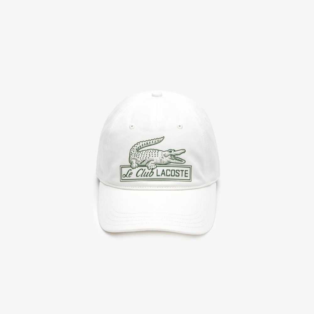 White Lacoste Vintage Croc Print Cap | FTPXQJ-431