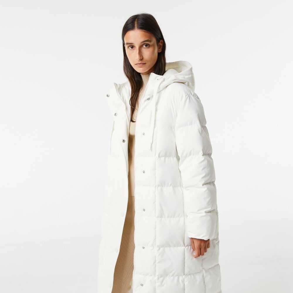 White Lacoste Water-Repellent Long Jacket | XAEORF-130