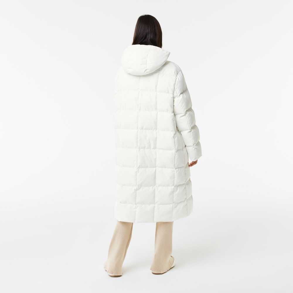 White Lacoste Water-Repellent Long Jacket | XAEORF-130