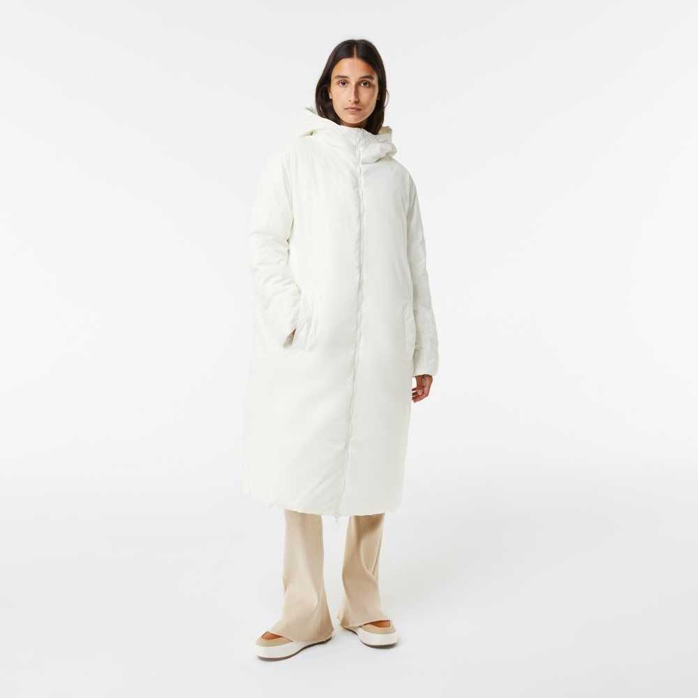 White Lacoste Water-Repellent Long Jacket | XAEORF-130