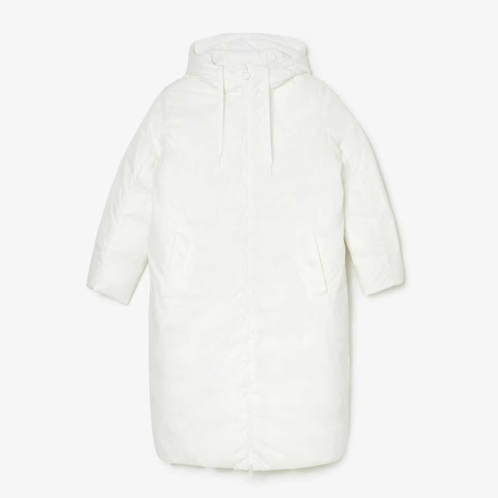 White Lacoste Water-Repellent Long Jacket | XAEORF-130