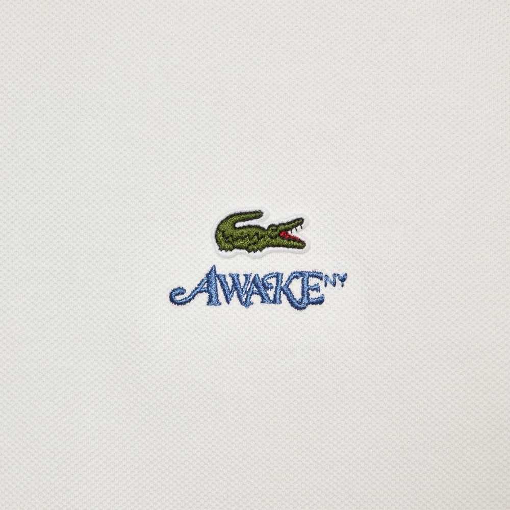 White Lacoste x AWAKE NY Logo Cotton Pique T-shirt | NQJOAK-623