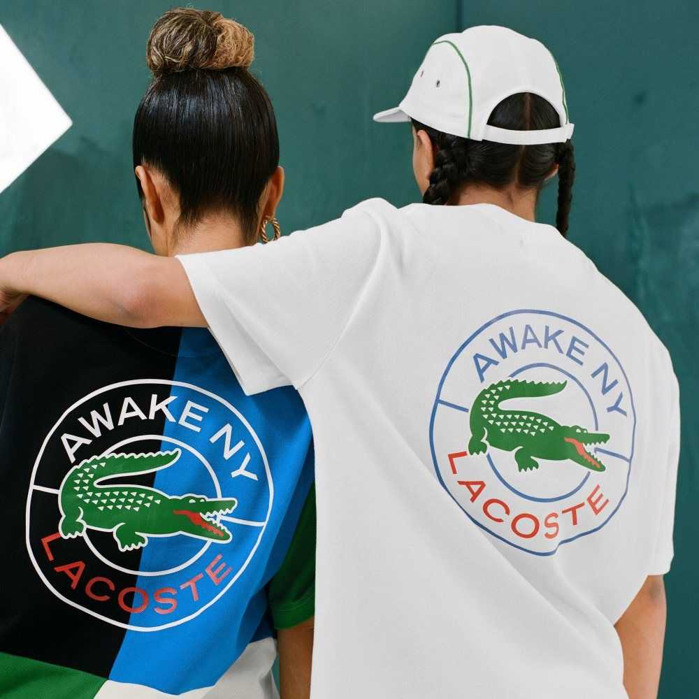 White Lacoste x AWAKE NY Logo Cotton Pique T-shirt | NQJOAK-623