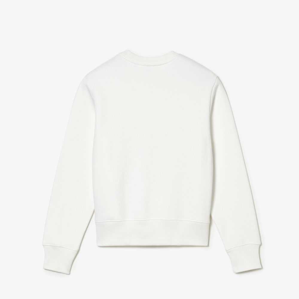 White Lacoste x Goop Unbrushed Cotton Fleece Sweatshirt | UHSFPR-740