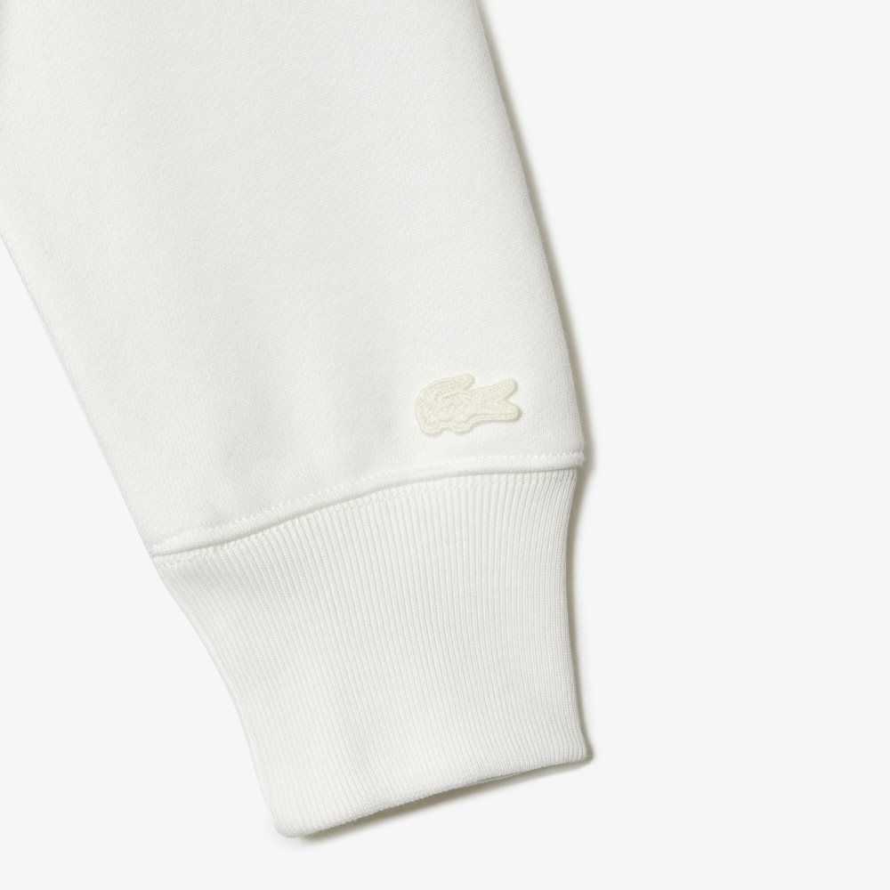 White Lacoste x Goop Unbrushed Cotton Fleece Sweatshirt | UHSFPR-740