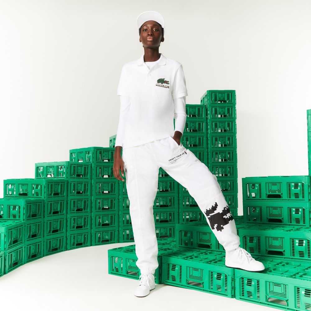 White Lacoste x Minecraft Classic Fit Organic Cotton Polo | GPZOJQ-634